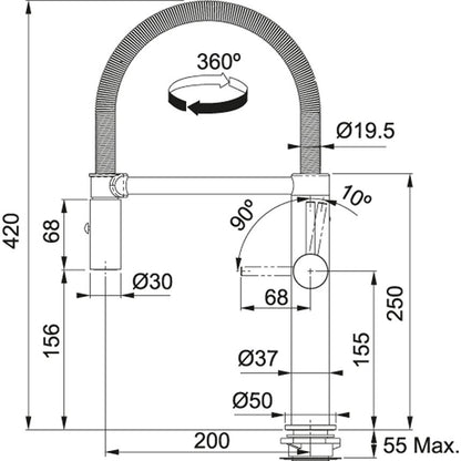 Franke Pescara Semi Pro L pull-out hand shower