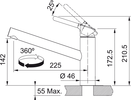 Franke Orbit Swivel vaste uitloop chroom - KCB Keukenkranen