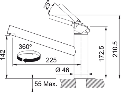 Franke Orbit Swivel vaste uitloop chroom - KCB Keukenkranen